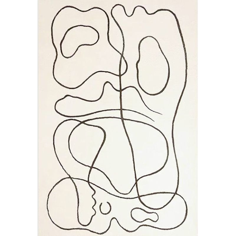 Fancy White Area Carpet Stripe Pattern Modern Area Rug Polyester Non-Slip Backing Rug for Home Decor