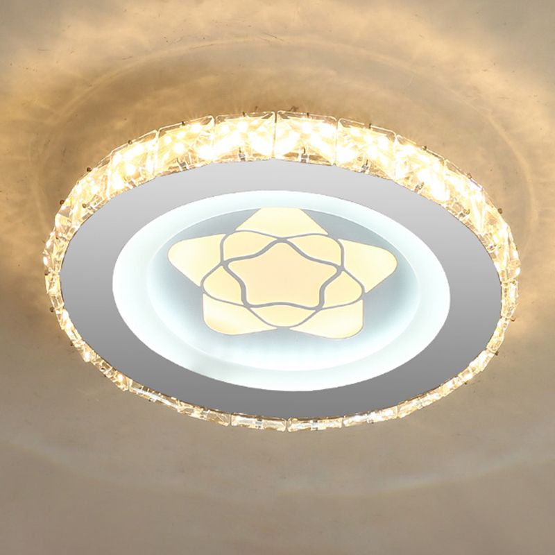 Encerclez la LED à la forme Mount Modern Crystal Stainless-Steel Flushmount Ceiling Light