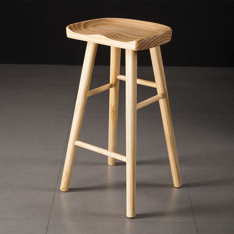 Contemporary Wood Barstool Wood Counter Stool in Matte Finish for Indoor