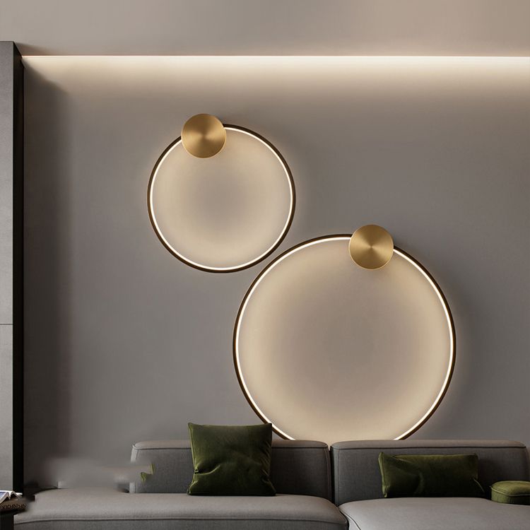 Metal Round Shape Wall Light Modern Style 1 Light Wall Mounted Light Fixtures