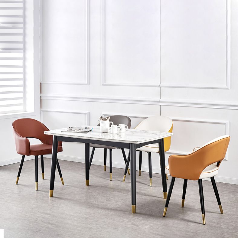 Sillas de comedor de estilo nórdico, sillas laterales con brazos y patas de metal para cocina