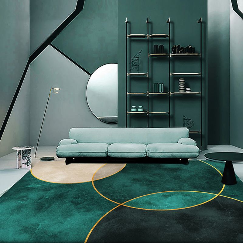 Luxury Geometric Lines Rug Multicolor Polyester Area Carpet Non-Slip Backing Rug for Living Room