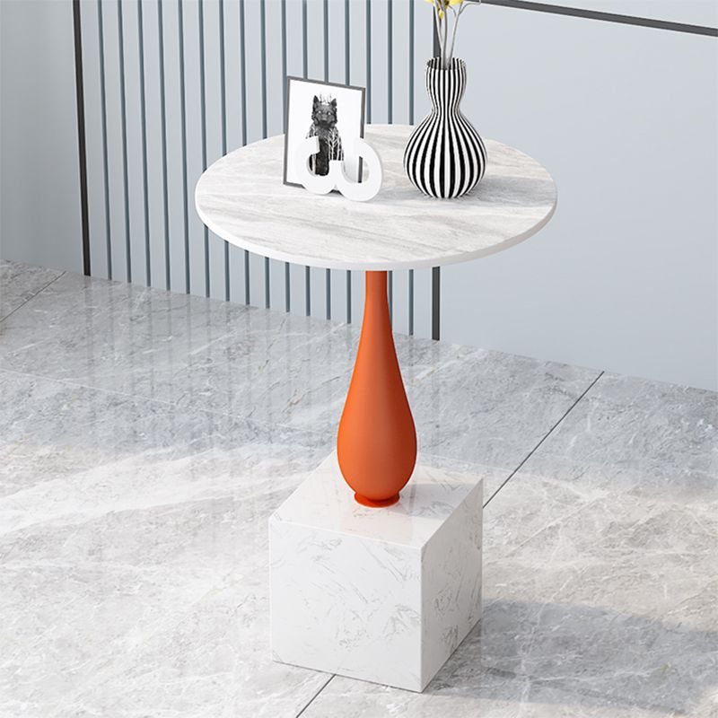 13.77" Wide Pedestal Side Table Modernistic Metal Side End Snack Table