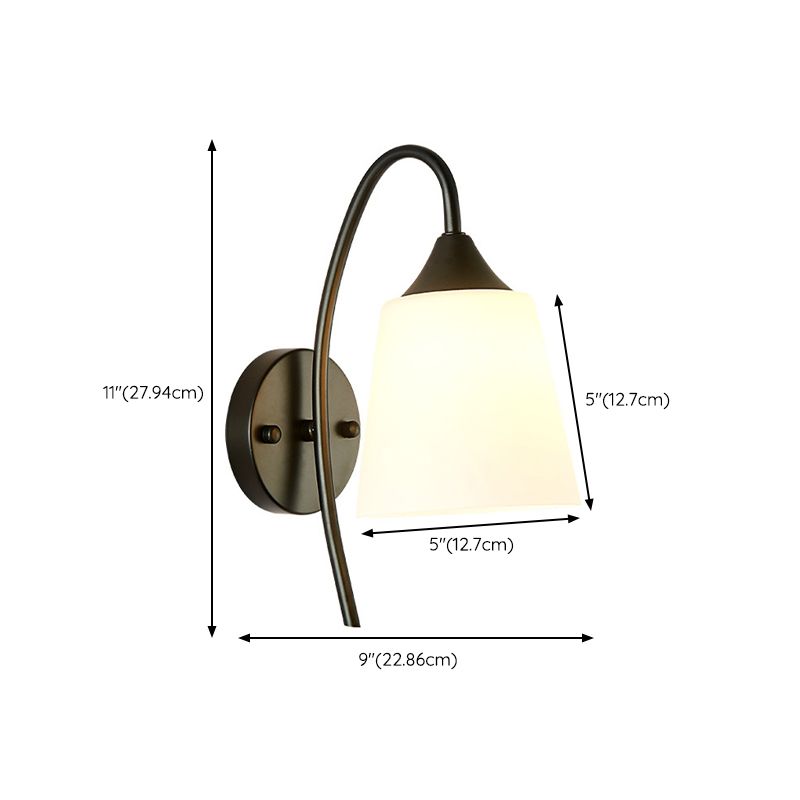Modern Black Vanity Lighting Glass Shade Wall Light Fixture for Bathroom