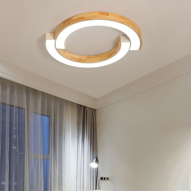 Bedroom 2-Arch Bridge Ceiling Lamp Acrylic Contemporary 15"/19" Width LED Black/White Ceiling Mount Light