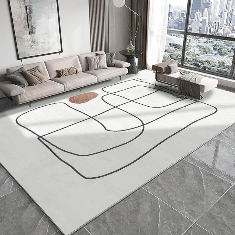 Light Brown Simple Rug Polyester Line Rug Stain Resistant Rug for Living Room