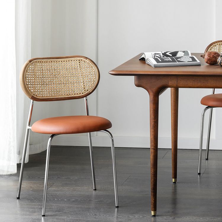 Contemporary Kitchen Metal Dining Side Chair Opening Back Dining Side Chair