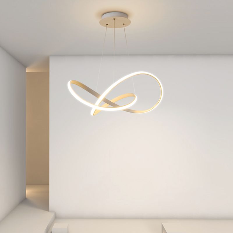 Silicone Linear LED Hanging Lamp in Modern Simplicity Lacquered Aluminium Chandelier for Dining Room