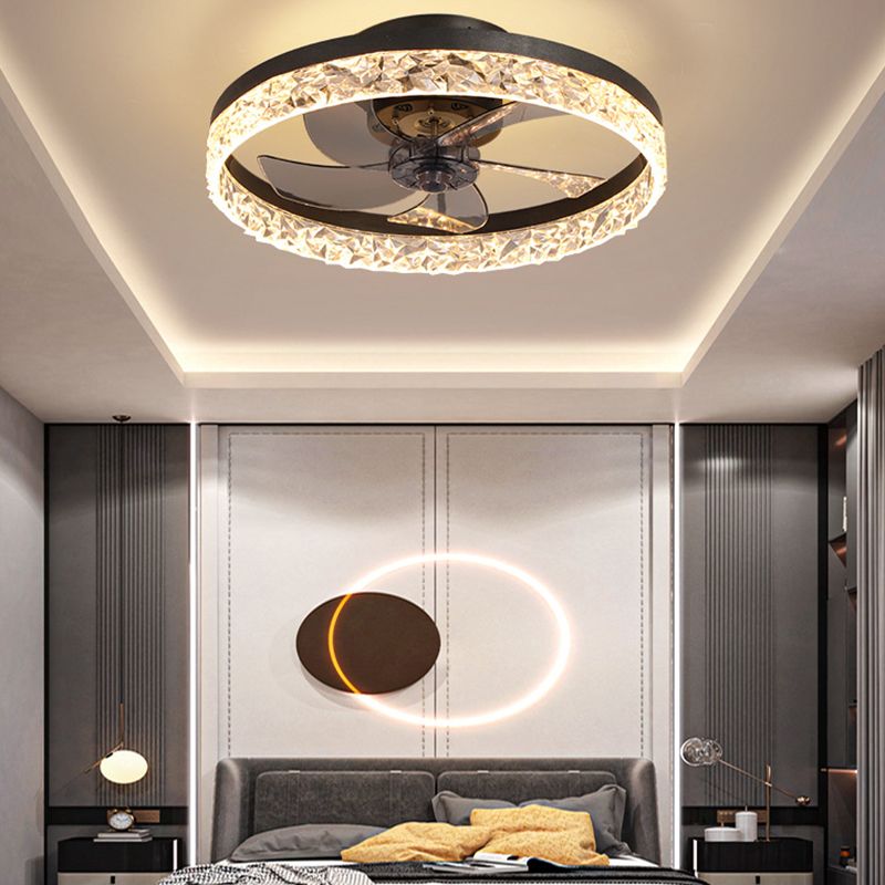 Kreisförmige LED Deckenventilator Leichte Einfachheit Acryl Schlafzimmer Halbflush -Deckenlampe