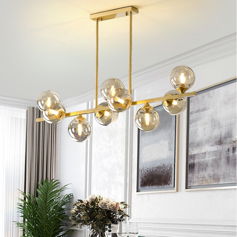 Moderne Stil Kugelform Island Lichter Glass Island Anhänger in Gold