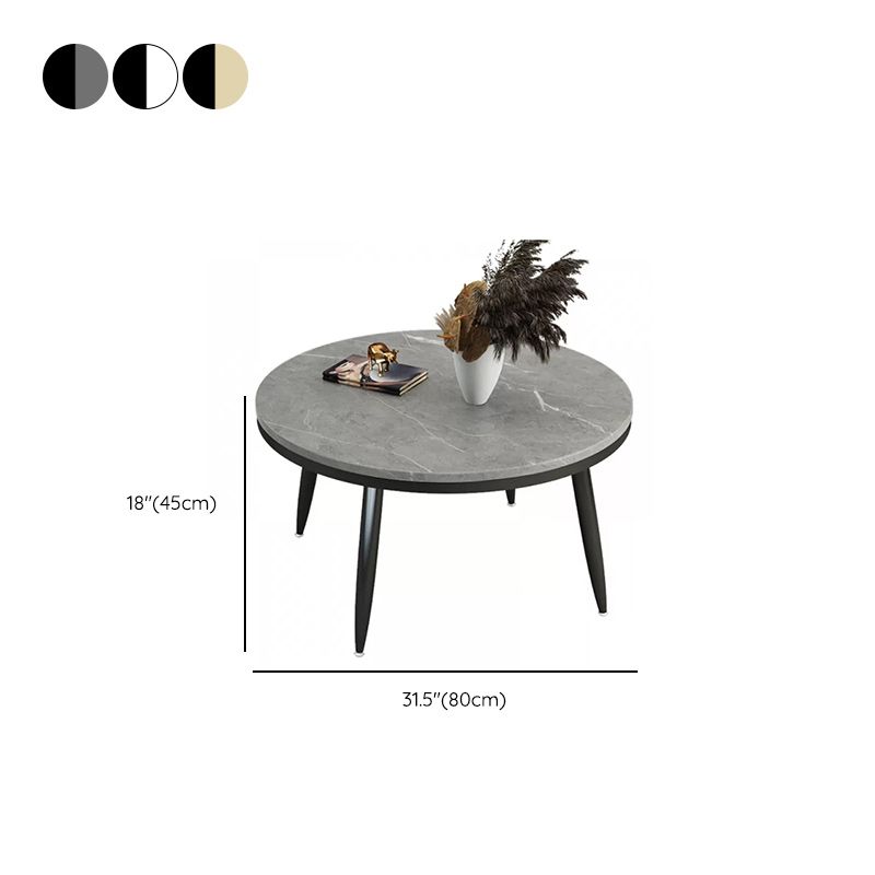 17"H Contemporary Coffee Table Round Stone Coffee Cocktail Table