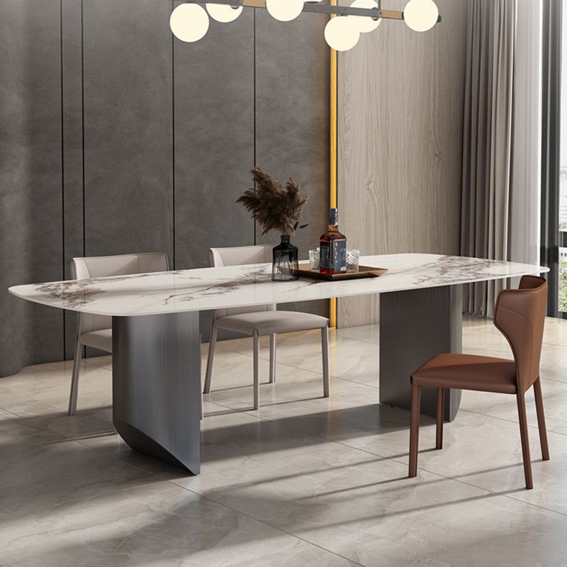 Contemporary Style 1/3/4/6/7/8 Pieces Dining Chairs Set Rectangle Stone Furniture in Gray