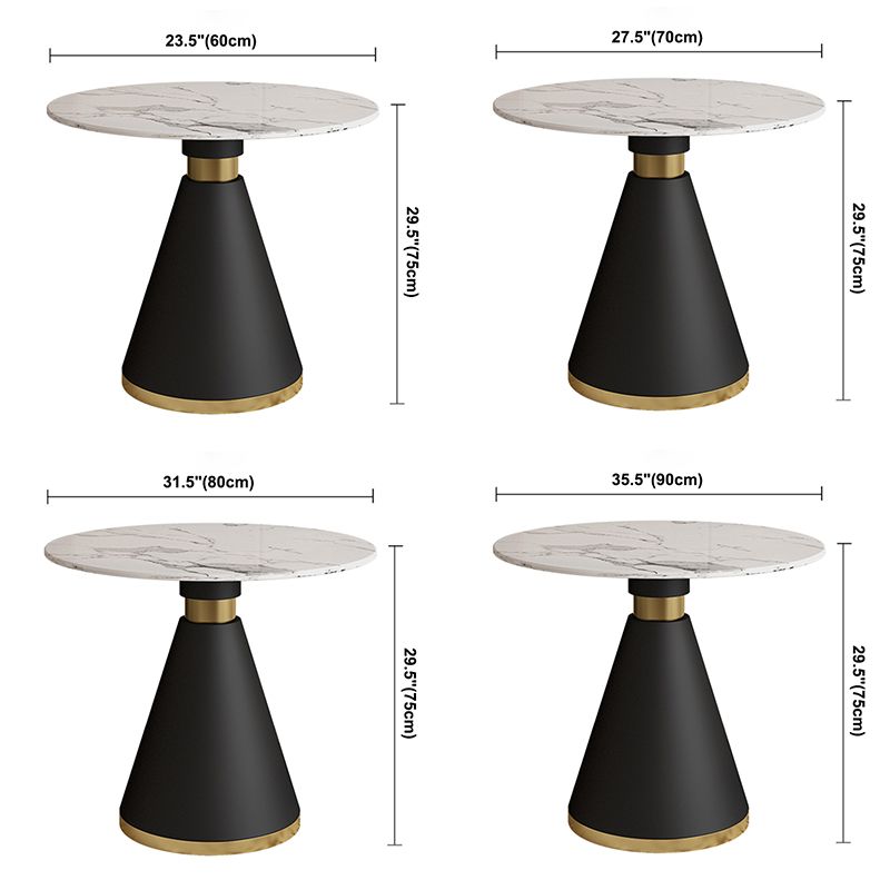 Minimalist Round Sintered Stone Dining Table White Kitchen Dining Table with Pedestal Base