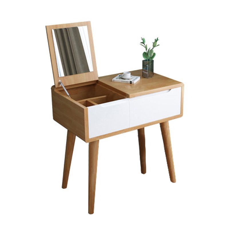 Mirror Solid Wood Make-up Vanity Bedroom Flip-Top Dressing Table