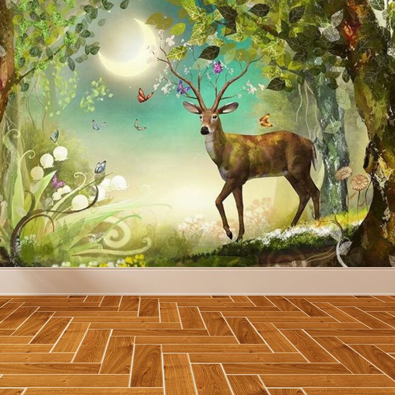 Bright Moon Scene Mural Wallpaper Contemporary Style Non-Woven Material Wall Covering