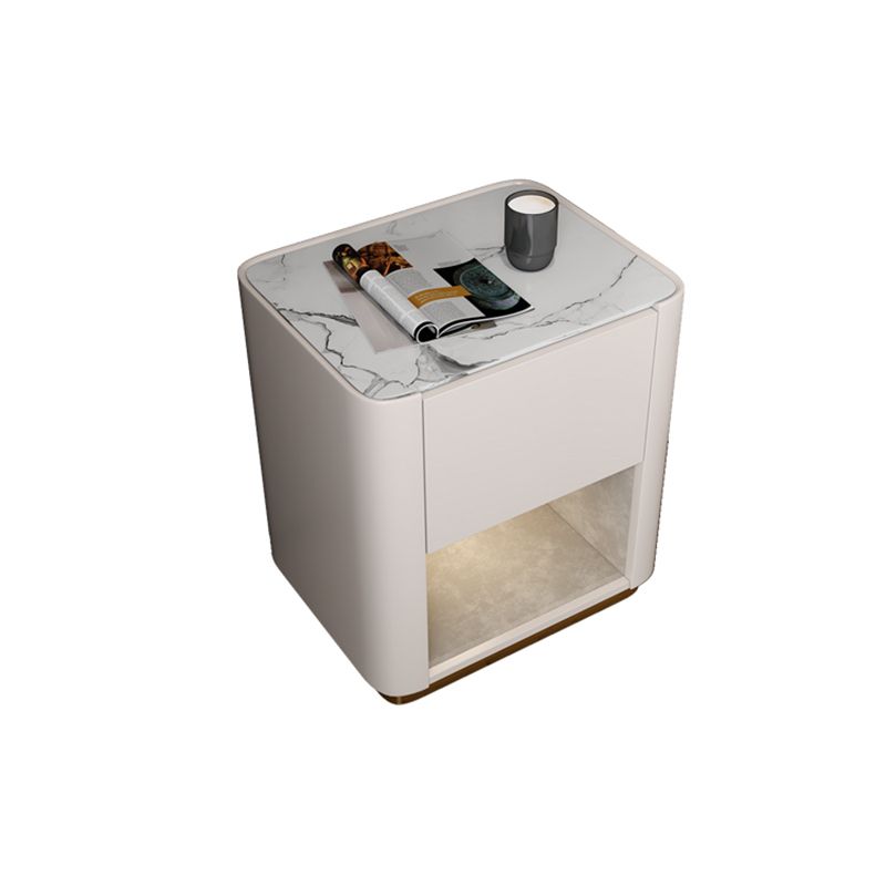 Modern Solid Wood and Slate Night Table Drawer Storage Bed Nightstand