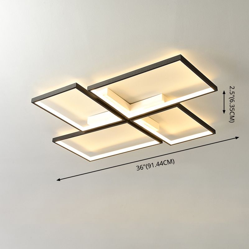 Plafonnier rectangulaire en acrylique, style minimaliste, LED, plafonnier encastré, noir