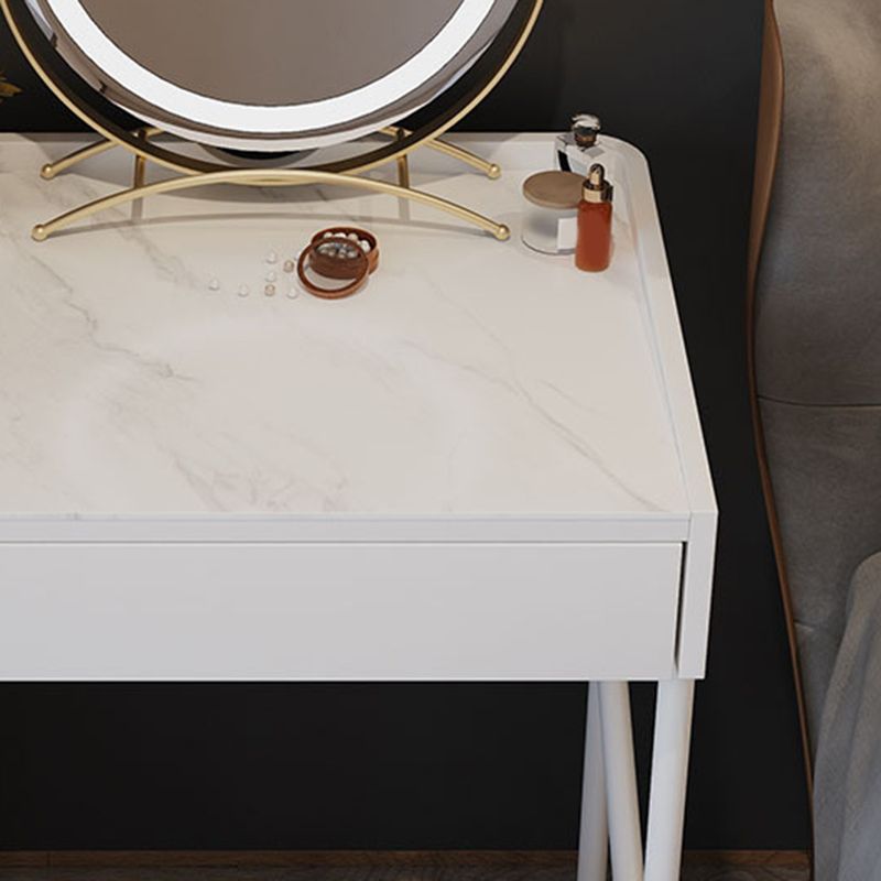 Modern White Vanity Solid Wood Makeup Dressing Table Stool Set