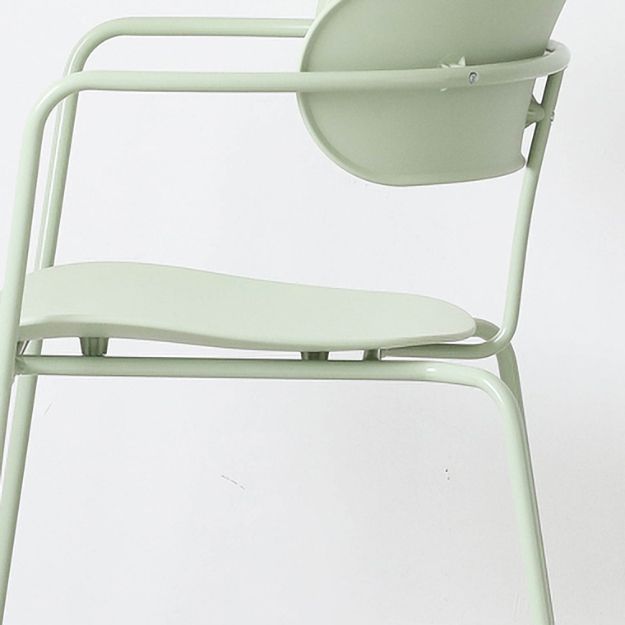 Industrial Metal Balcony Arm Chair Matte Finish Open Back Dining Chair (Set of 4)
