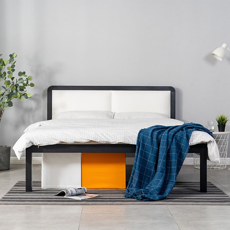 Contemporary Slat Metal Standard Bed with Rectangular Headboard