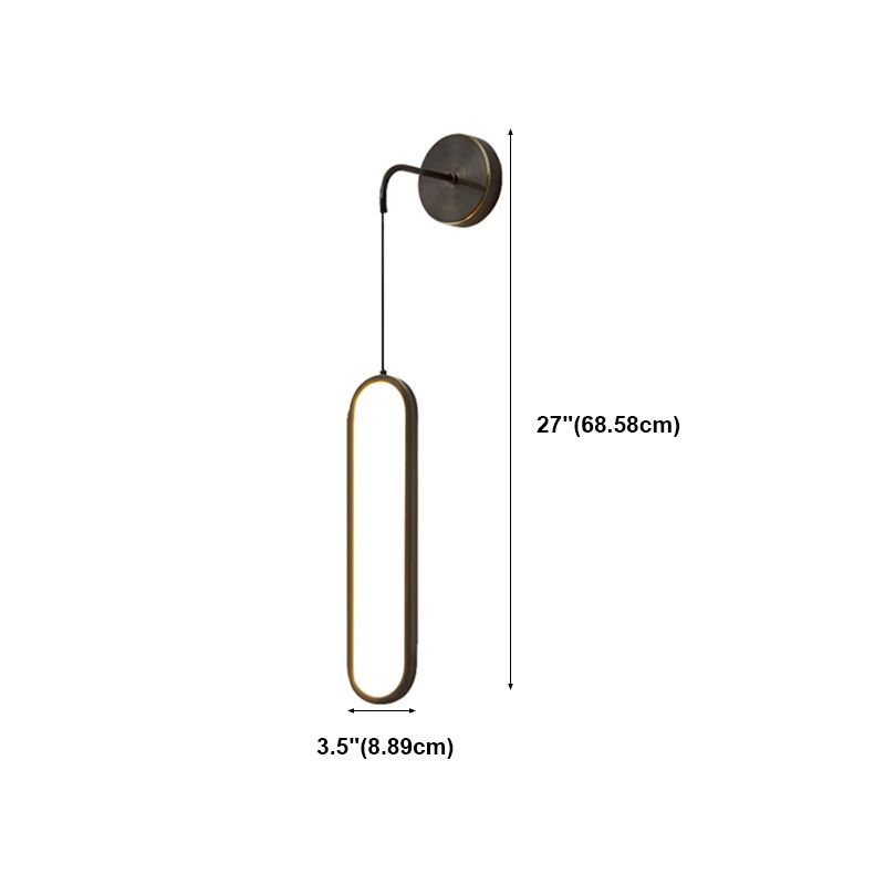 Metal Oval Shade Wall Sconce Modern Style Single Light Wall Mount Lighting in Black