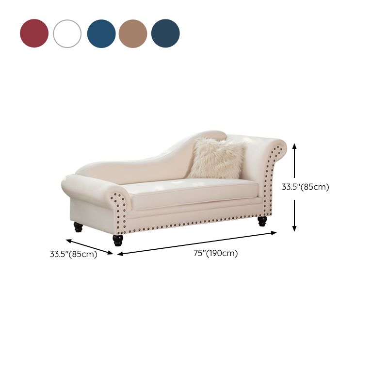 Contemporary Rolled Arms Chaise Living Room Chaise with Upholstered