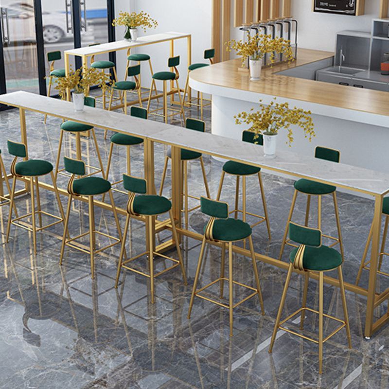 White Faux Marble Table Modern Style Bistro Table with Trestle Base