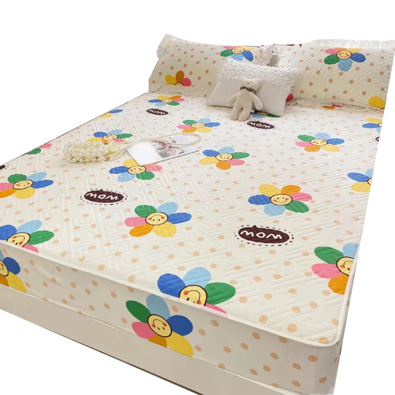 Cartoon Print Bed Sheet Set Cotton Fitted Sheet for Kid's Room