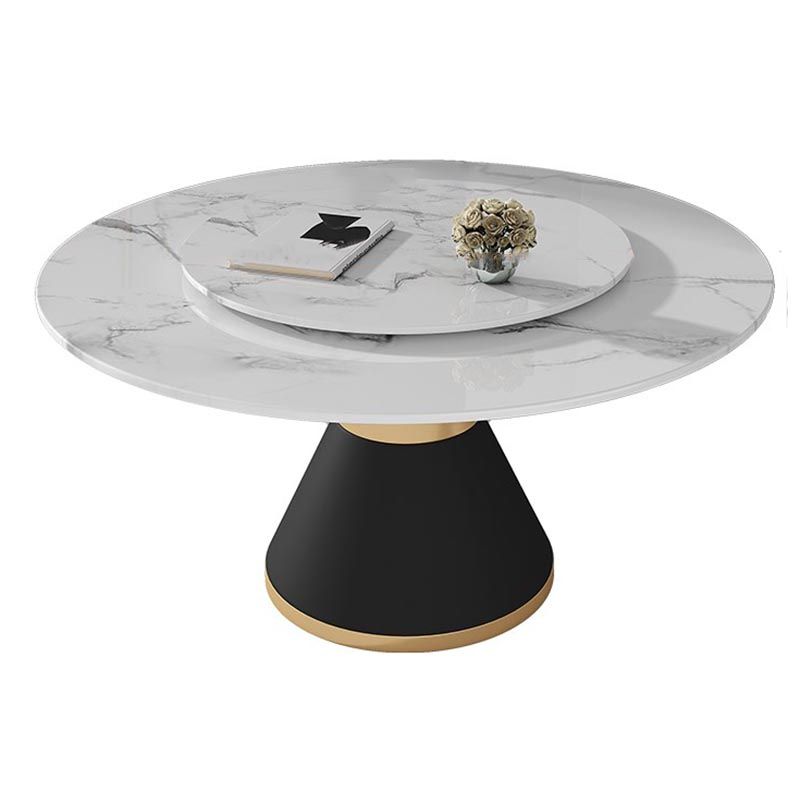 White Marble Top Dining Site Table Traditional Luxury Round Pedestal Table