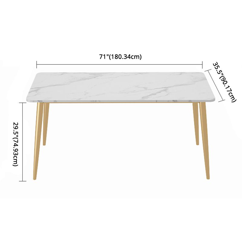 Scandinavian Sintered Stone Dining Table Set White Rectangle Home Use Dining Set