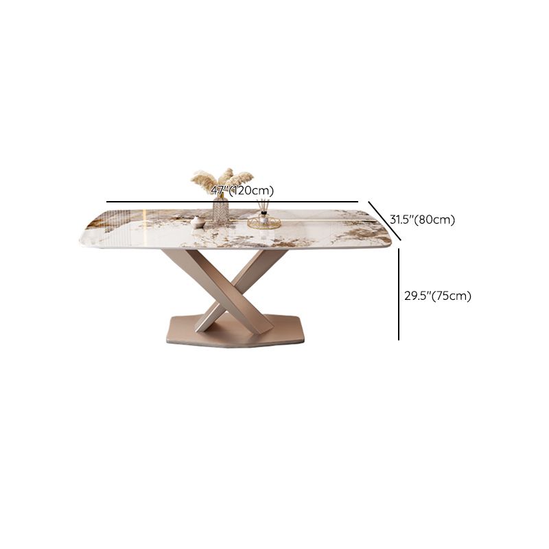 Modern Rectangle Dining Table Set 1/2/5/7 Pieces with Metal Base Kitchen Furniture Set