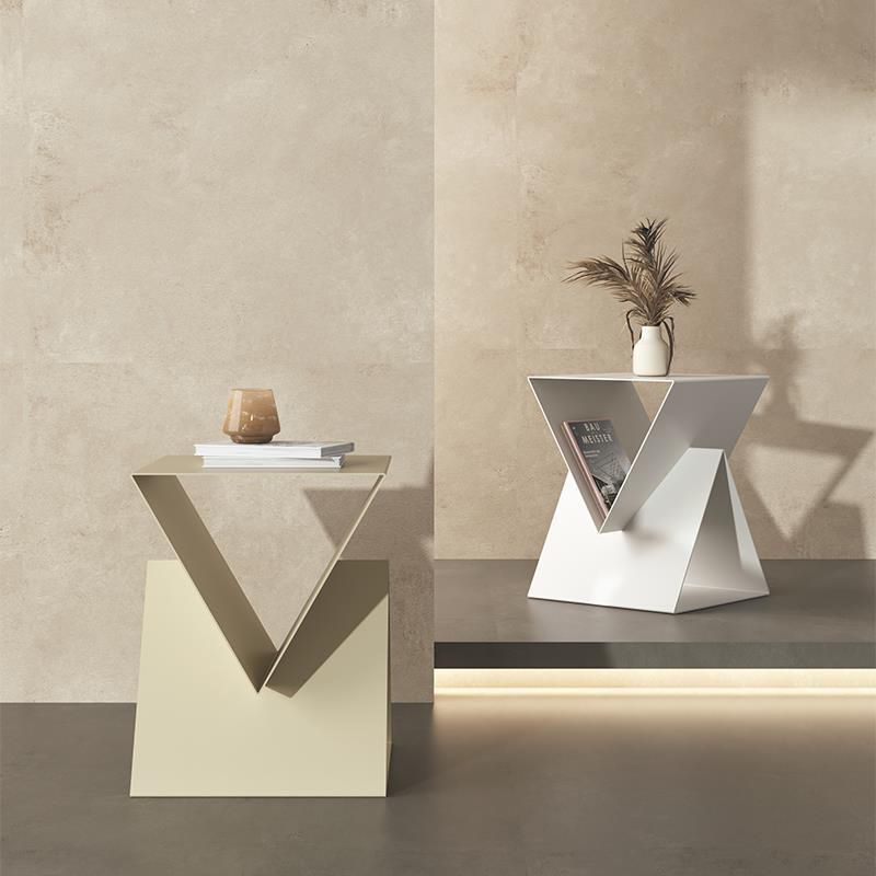 Modern 19.68" Tall End Table Metal Square Abstract Side Table
