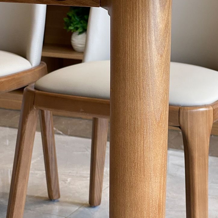 Modern Sintered Stone Dining Table Rectangular Dining Table Set with Solid Wood Base