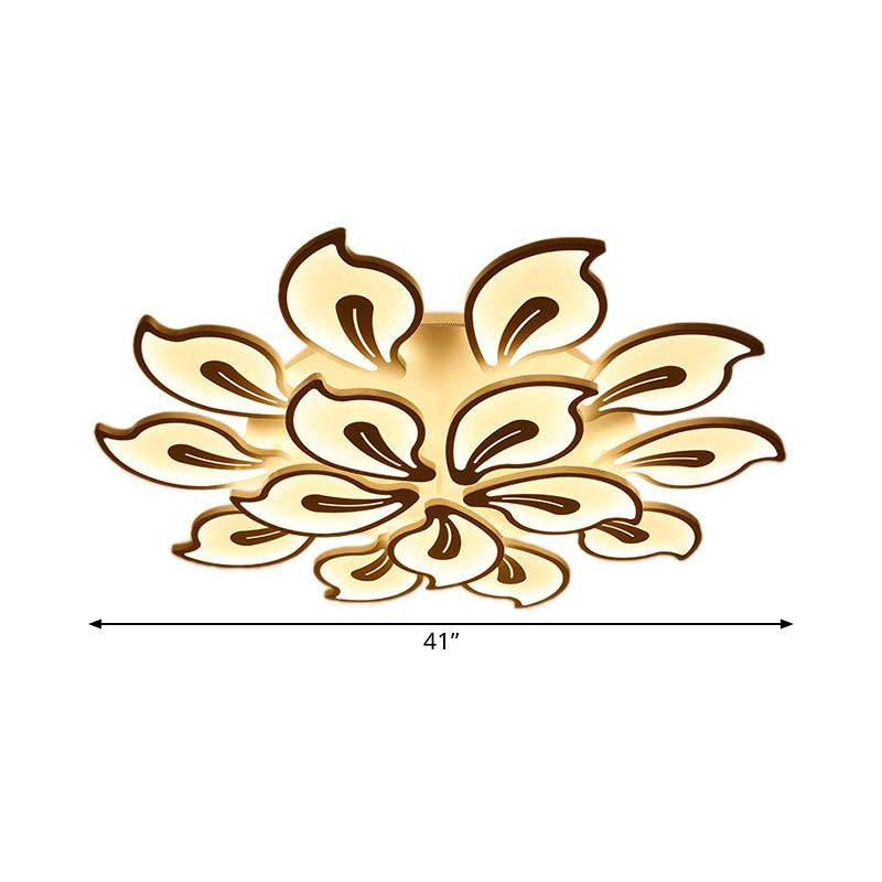 Acrylic Bauhinia Leaves Flush Ceiling Light Modernism LED 3/5/9-Light Flush Mount Light Fixture in Warm/White/Natural Light