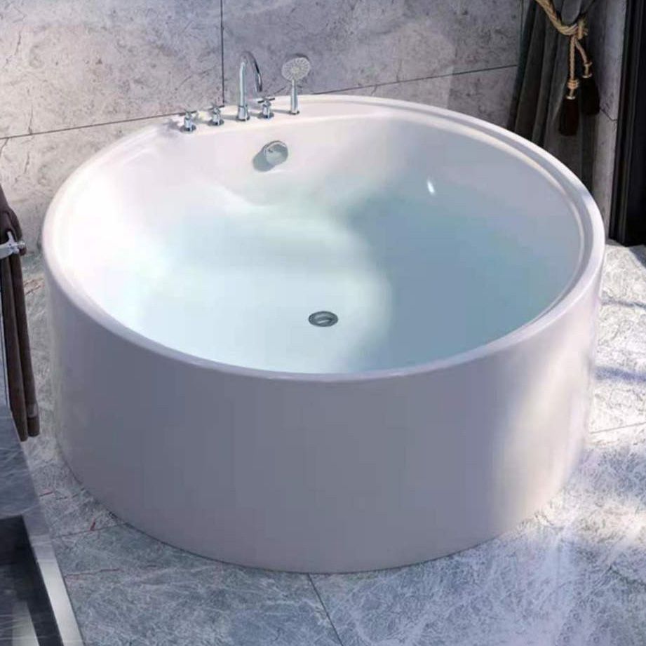 Modern Acrylic Round Bath Freestanding Soaking 22.05-inch Tall Tub in White