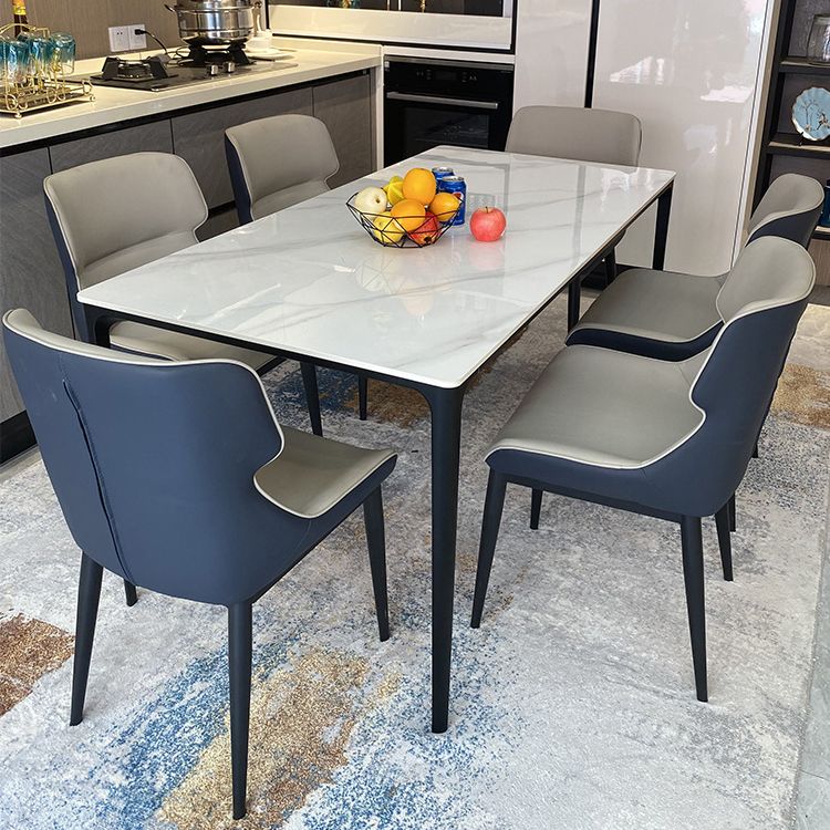 Rectangle Dining Table White Stone Modern Dining Table for Home