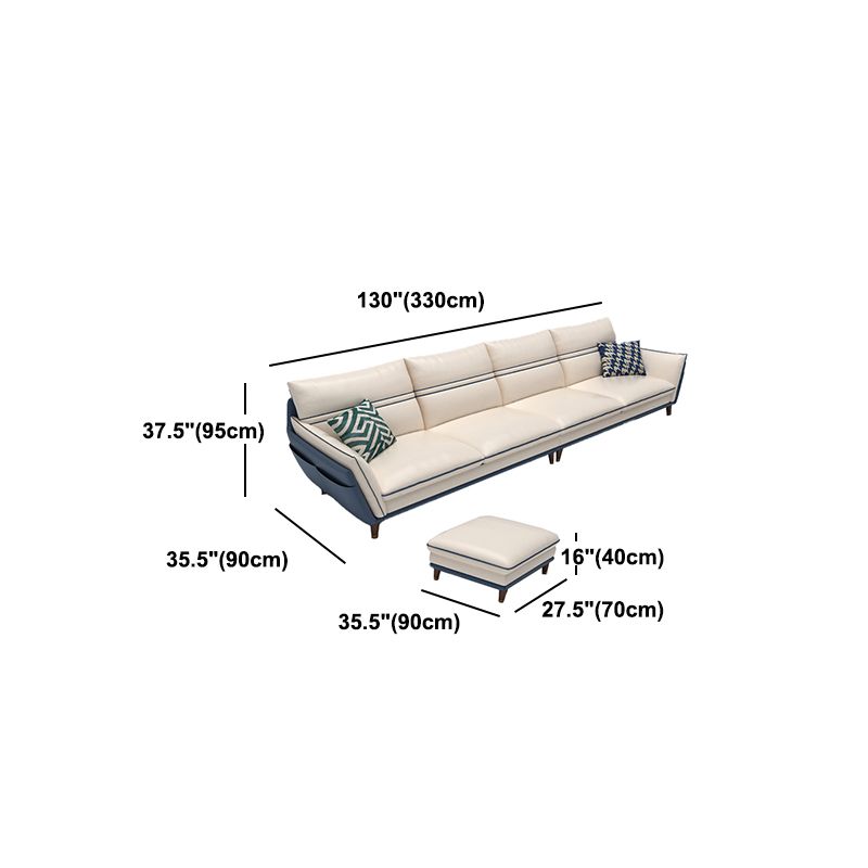 Leather Pillow Top Arm Sofa 37.4"High Cushion Back Sectional Sofa with Storage