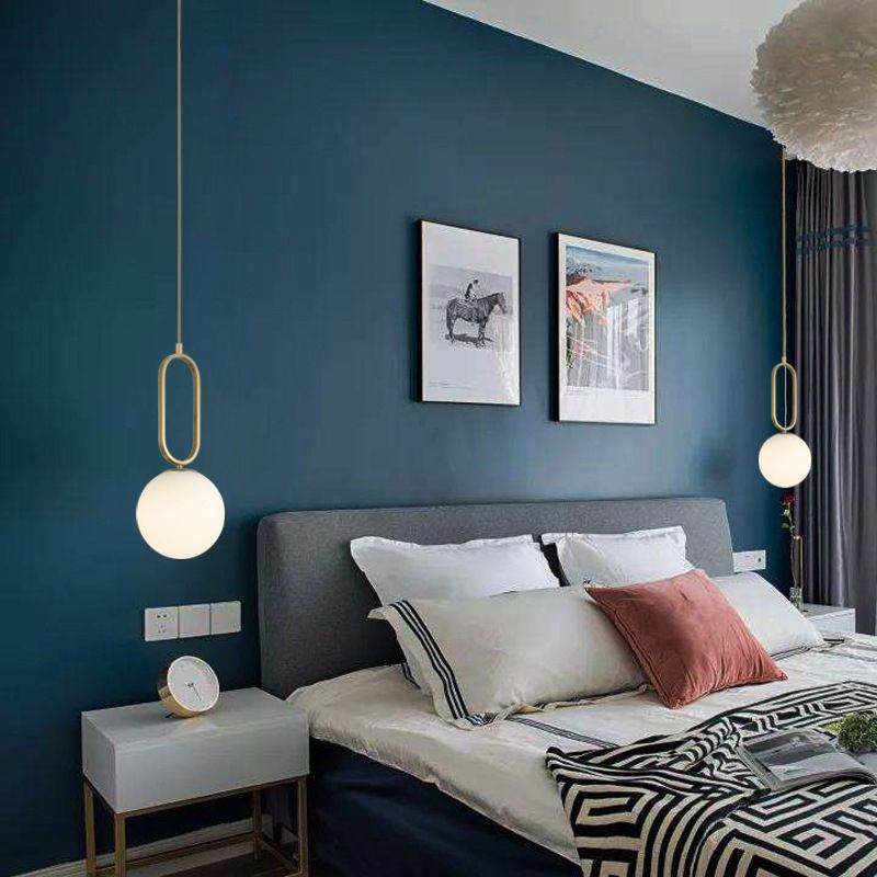 Lampada appesa alla palla bianca SEMPLICITÀ STHILE GLIGLIE LUCE PENDANTE APPOSTAZIONE PER CAMERA