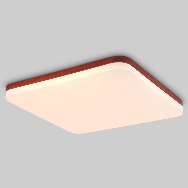 Ultrathin Wooden Ceiling Flush Mount Lighting Simplicity Red Brown Flush Lamp for Dining Room