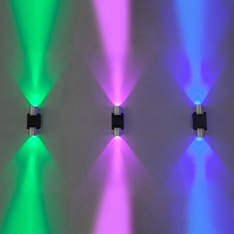 Half Cylinder Shade Wall Lighting Modern Style Metal 2 Lights Sconce Lamp in Chrome