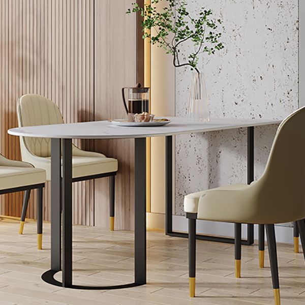 Mesa de comedor contemporánea Mesa de piedra sinterizada con base de trineo para cenar