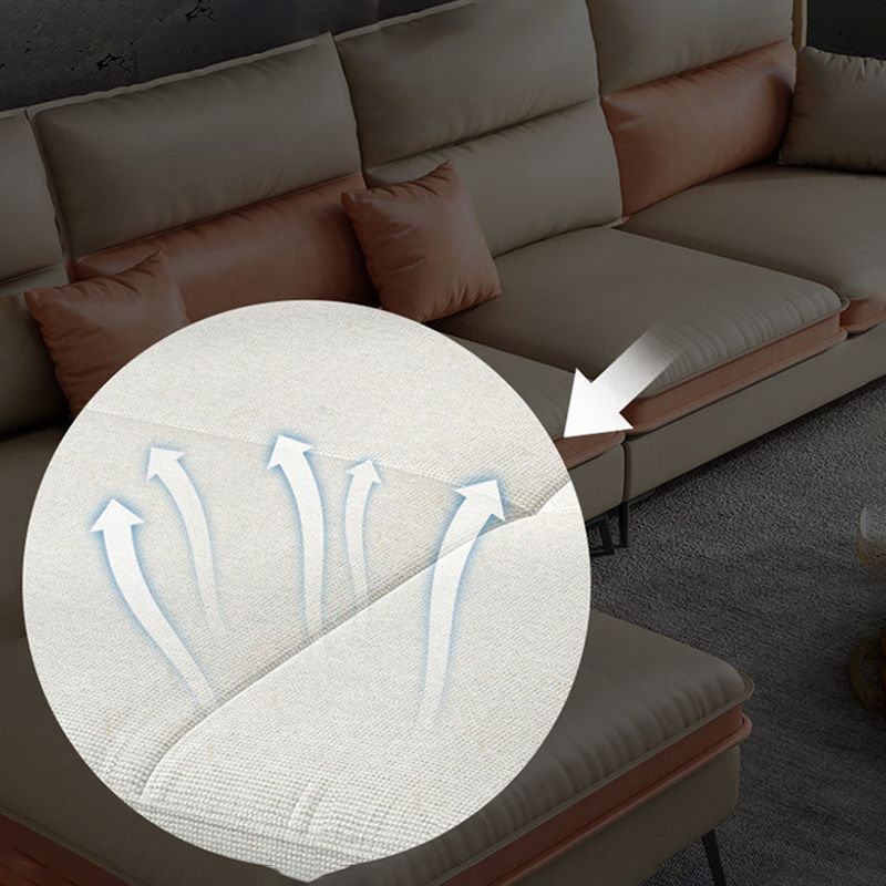 Nordic Faux Leather Stationary Living Room Square Arm Sofa Chaise