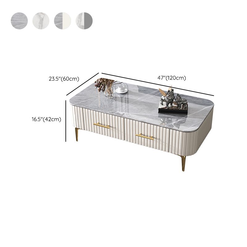 16"H Glam Coffee Table Rectangle 4 Legs Coffee Cocktail Table