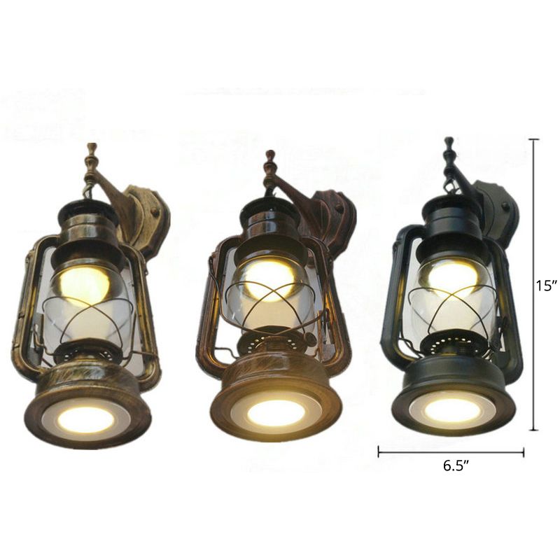 Transparent Glass Kerosene Lantern Wall Lighting Nautical Hallway Wall Mount Lamp