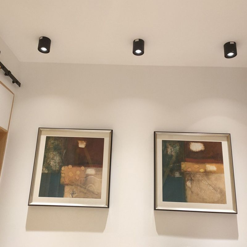 Cylinder Shape Ceiling Lamp Modern Aluminium 1 Light Flush Mount for Clothing Store Mall