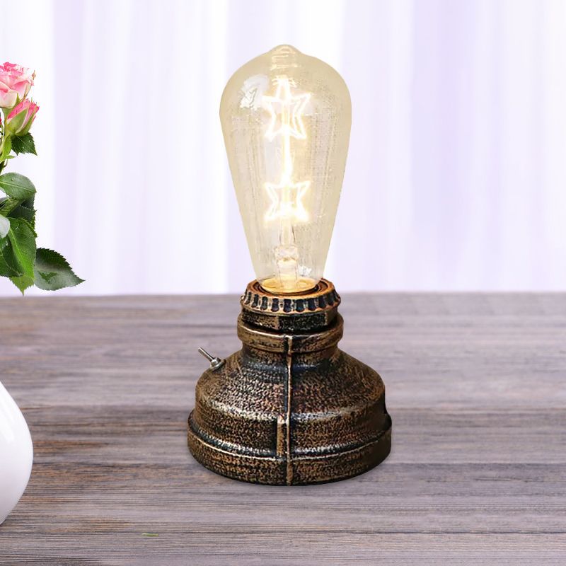 Bronze / vieilli en laiton 1 table de tête éclairage industriel fer forgé de bulbe de table debout lampe avec cordon plug-in
