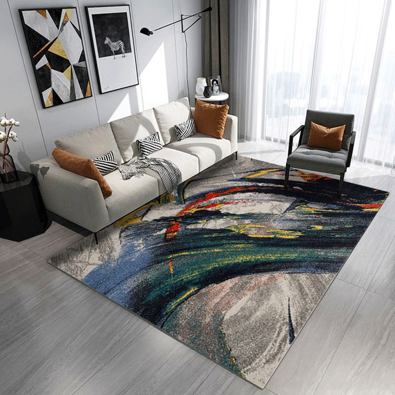 Unique Geometric Rug Multi-Color Modern Area Carpet Polypropylene Non-Slip Backing Easy Care Rug for Parlor