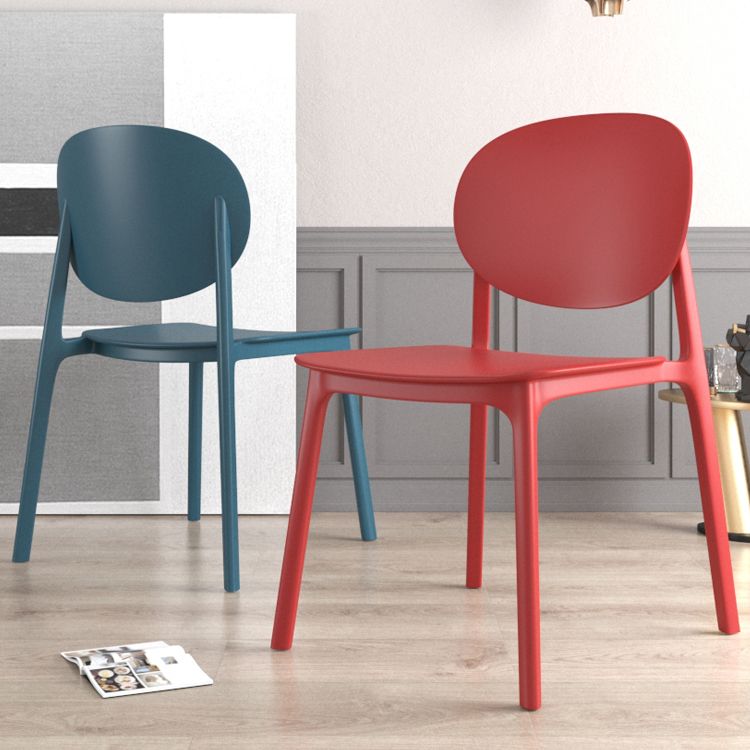 Plastic Contemporary Kitchen Dining Chair Armless Open Back Chair