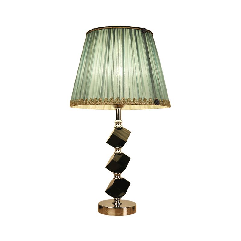 Lámpara de mesa de barril rojo/verde contemporáneo 1 bulbo de bisco de cristal luz de noche con adornos trenzados