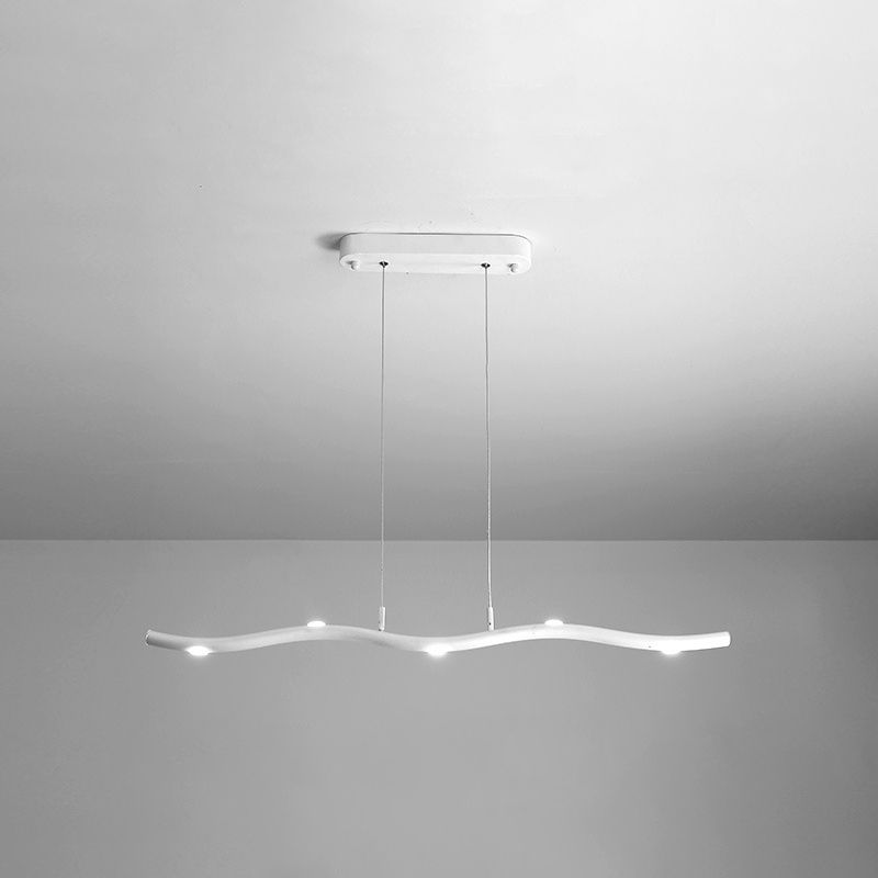 Illuminazione isola lineare moderna lampadario a pendente metallo 5 luci isola luminosa in bianco
